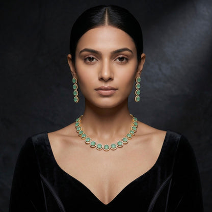 Mint Dew with black dress model