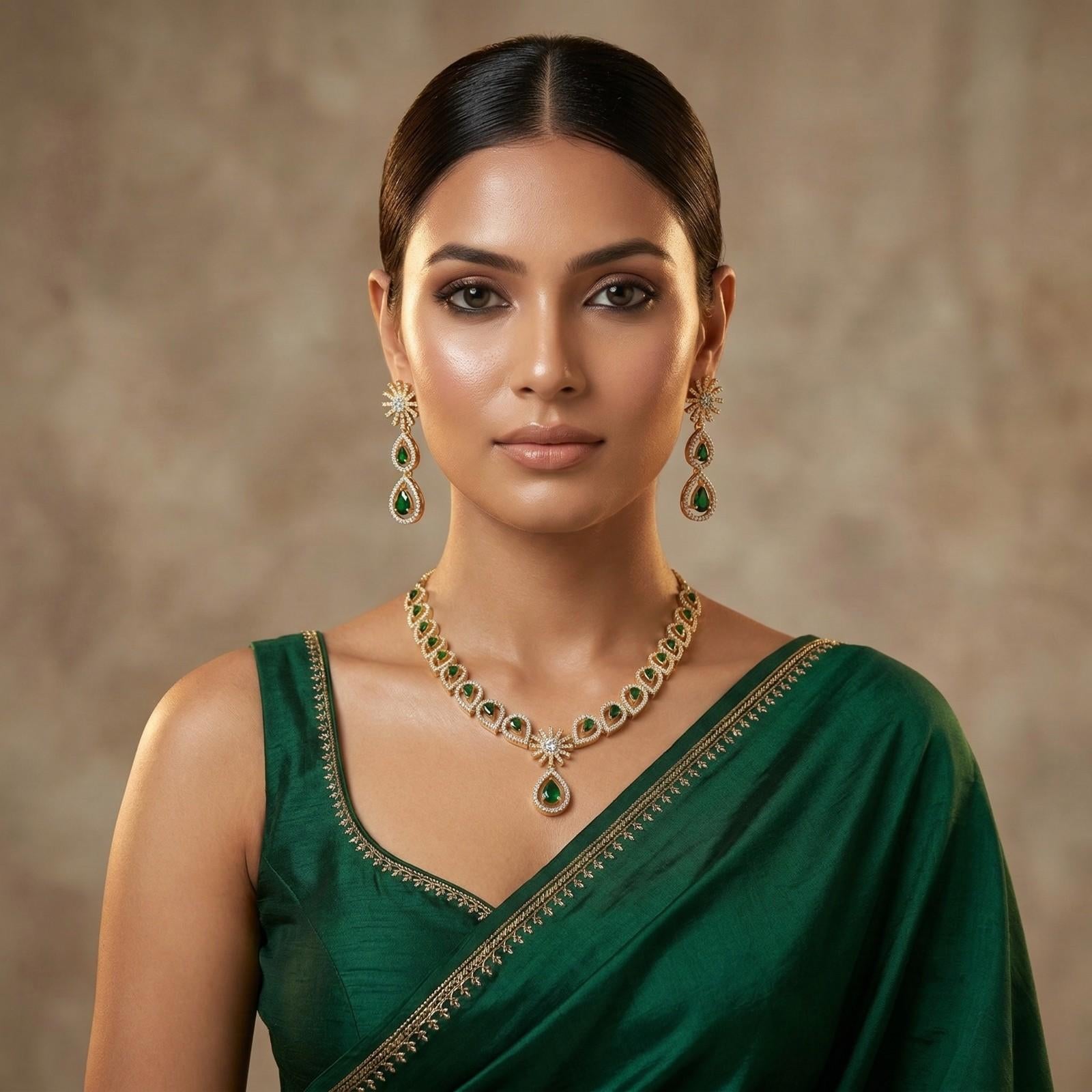 Chandrika Emerald Bloom with indian dress