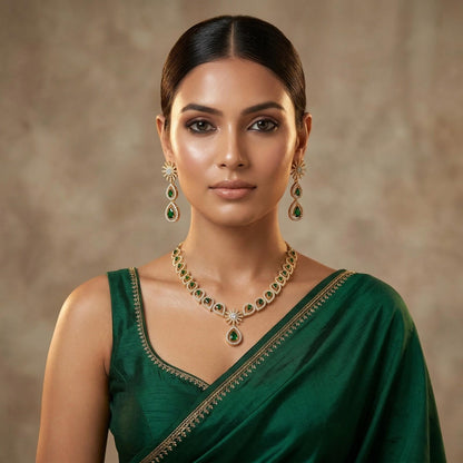 Chandrika Emerald Bloom with indian dress