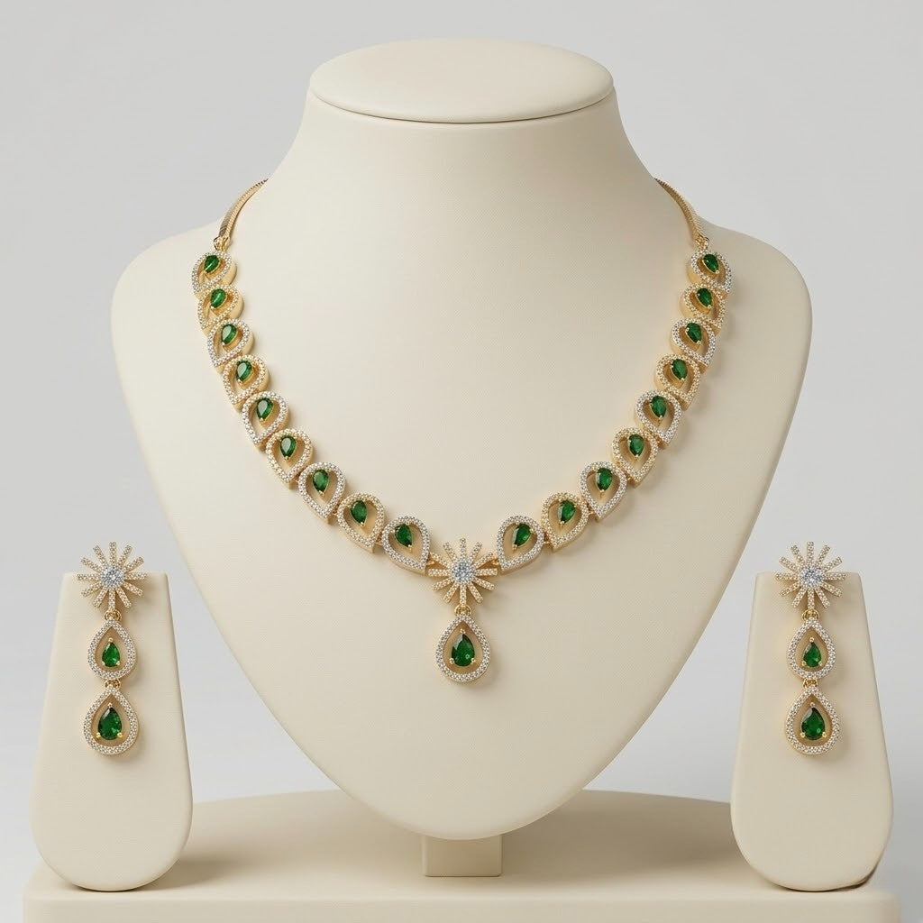 Chandrika Emerald Bloom neck showcase