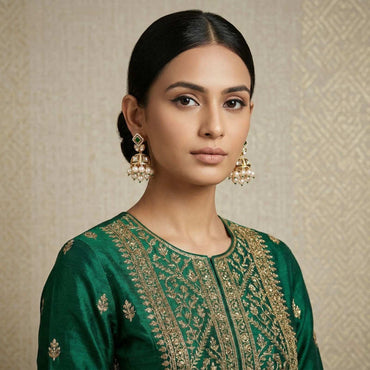 Noorika Emerald Jhumka with indian dress