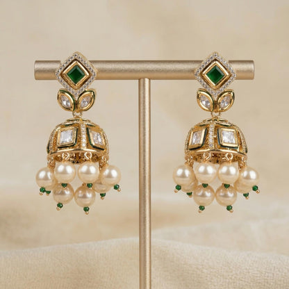 Noorika Emerald Jhumka with stand
