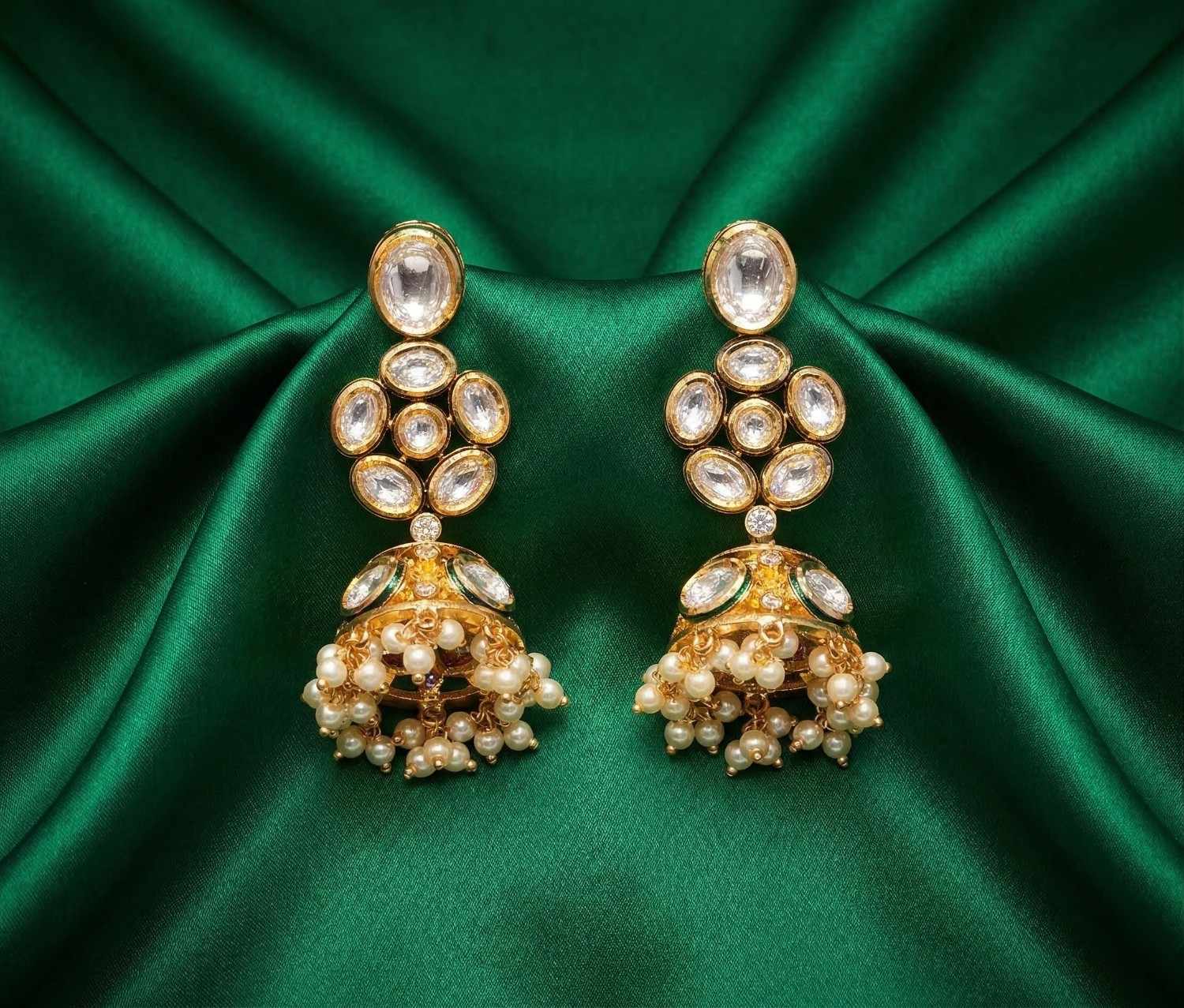 Ziya Jhumka with green cloth