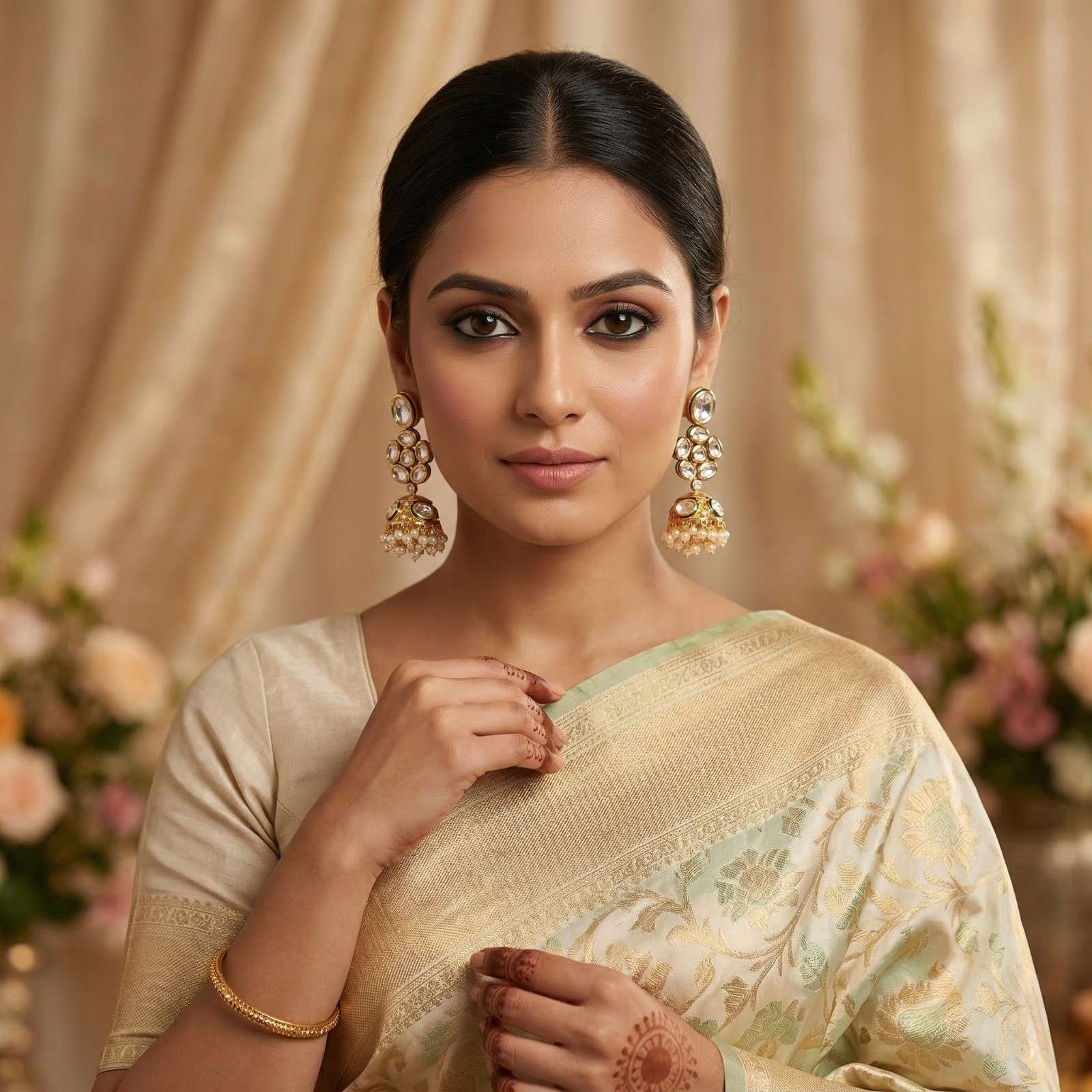 Ziya Jhumka with saree