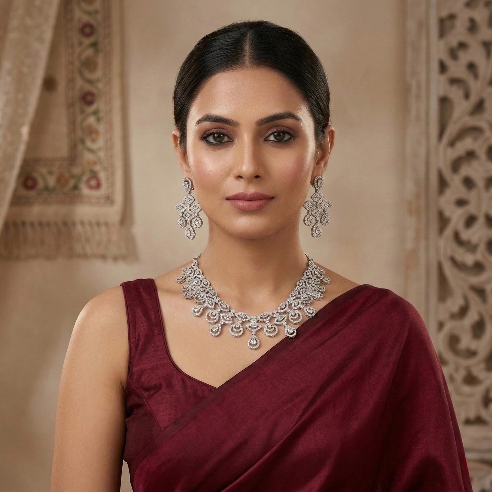 Sitara Drop with red dress