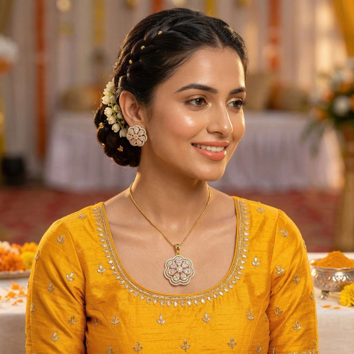 Phool Shine with indian dress