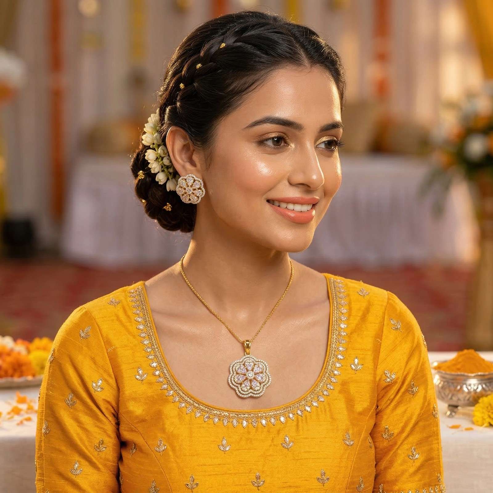 Phool Shine with indian dress