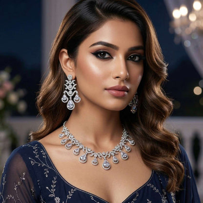 Chand Drop with blue dress
