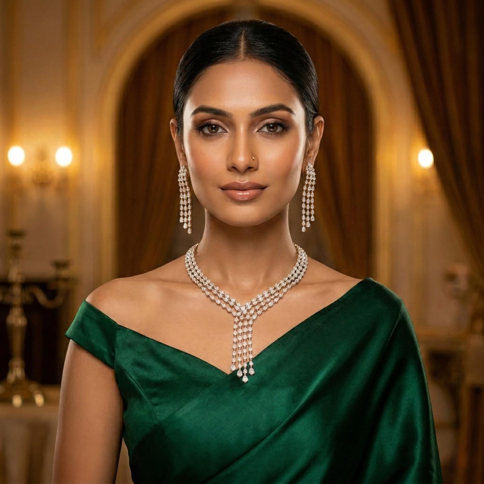 Shahi Drizzle with green dress