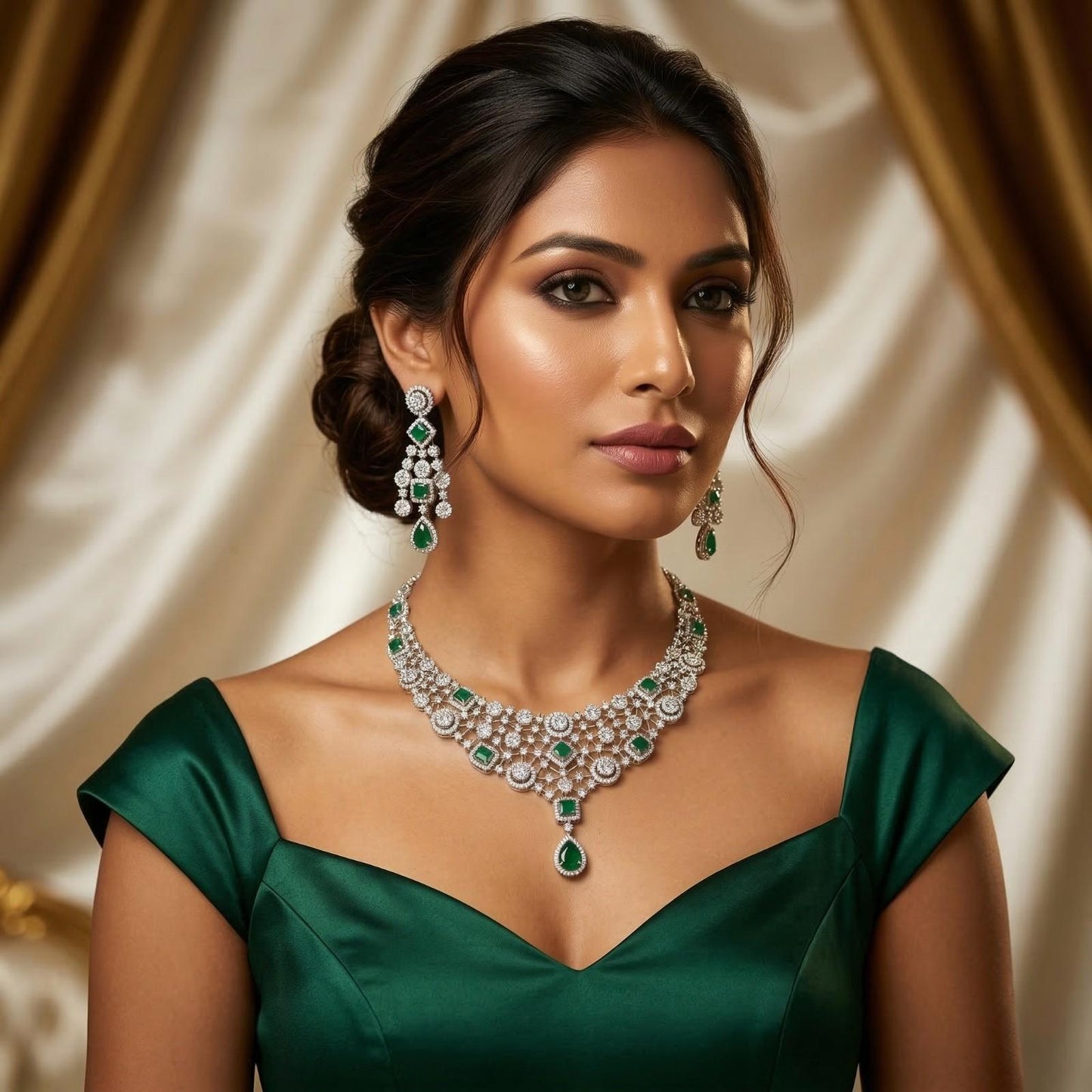 Emerald Jaal with indian dress
