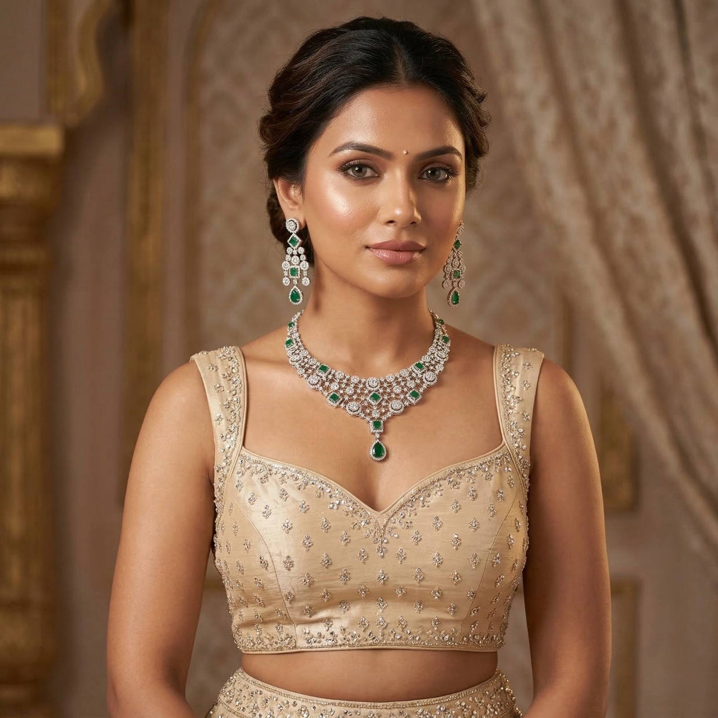 Emerald Jaal with indian dress