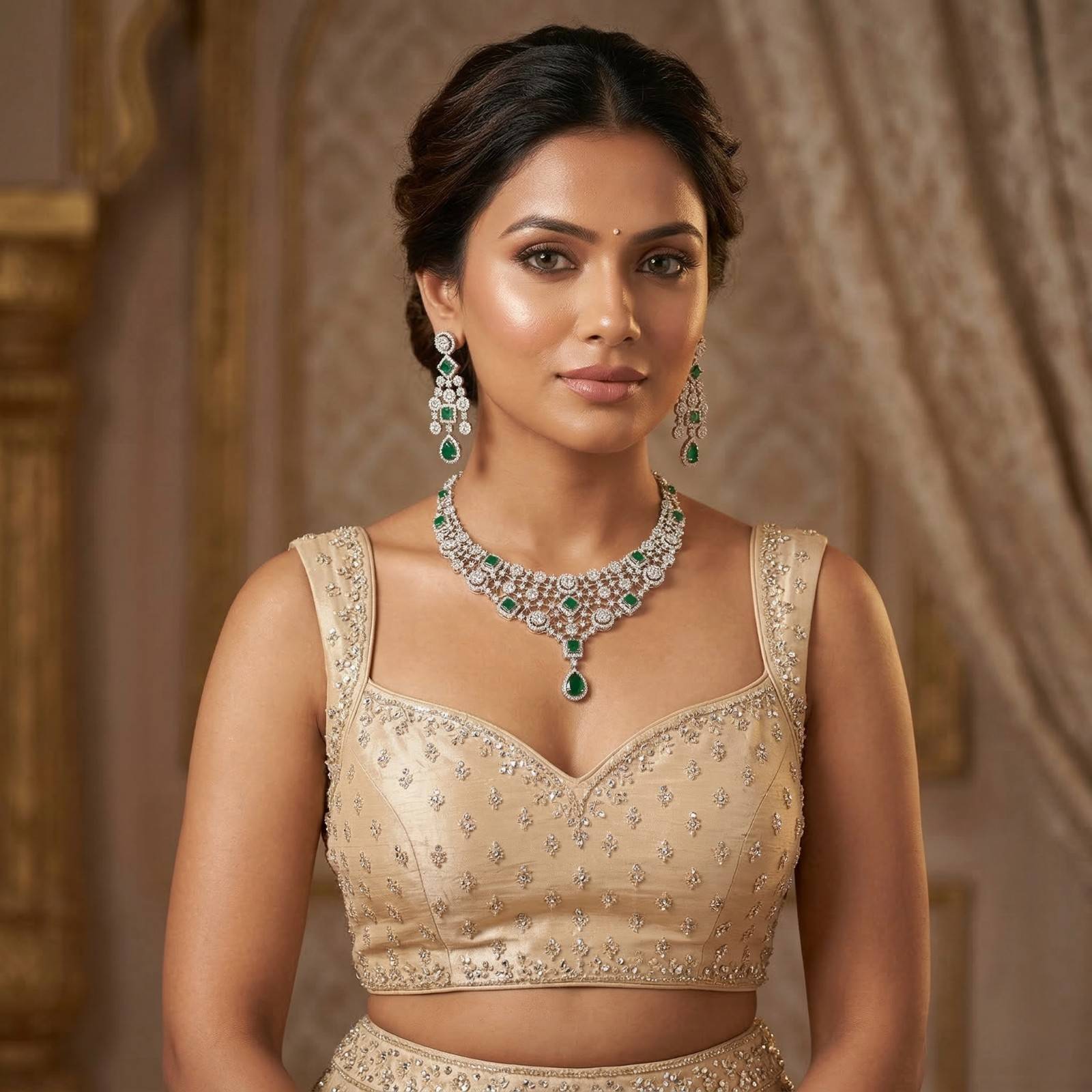 Emerald Jaal with indian dress