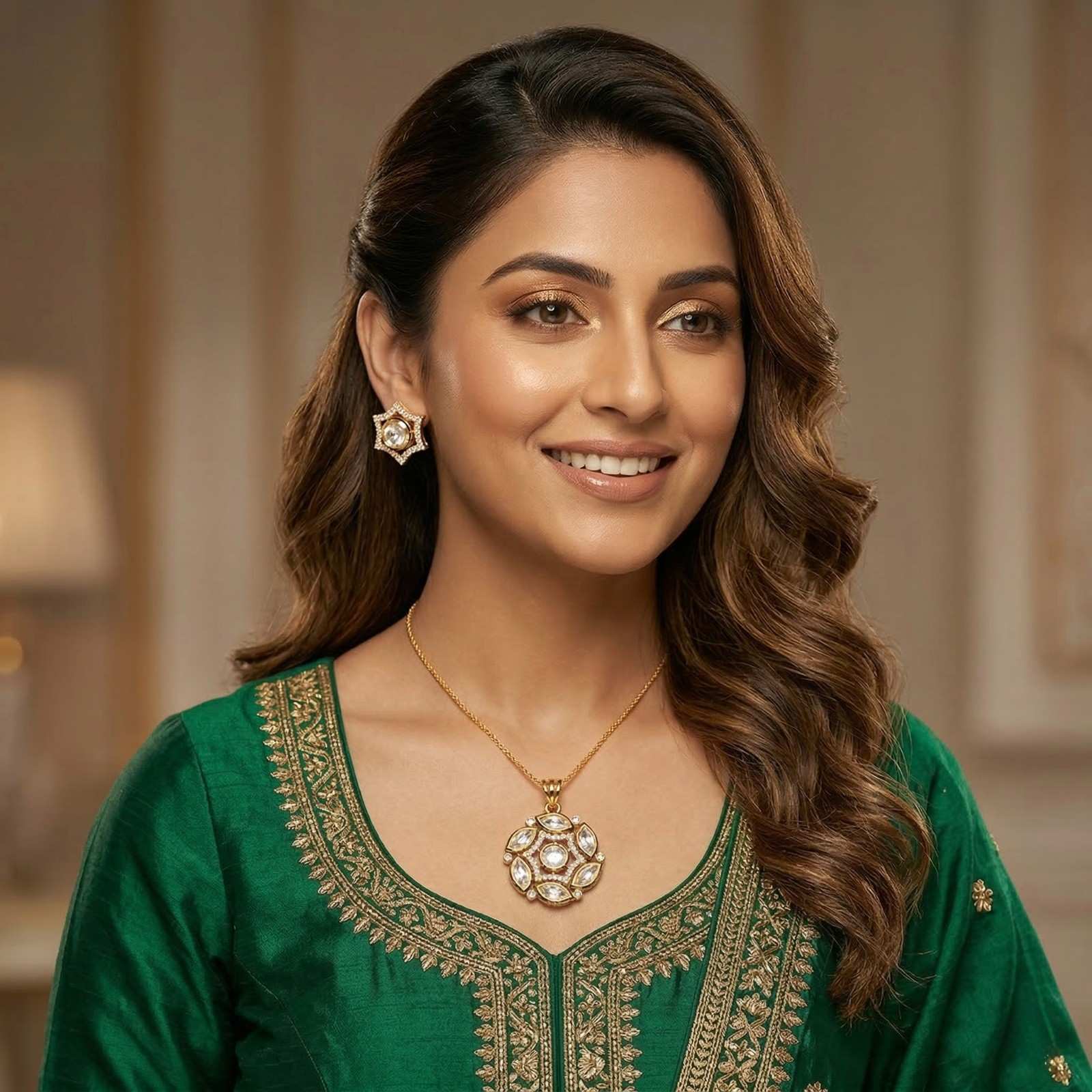 Polki Star with green dress