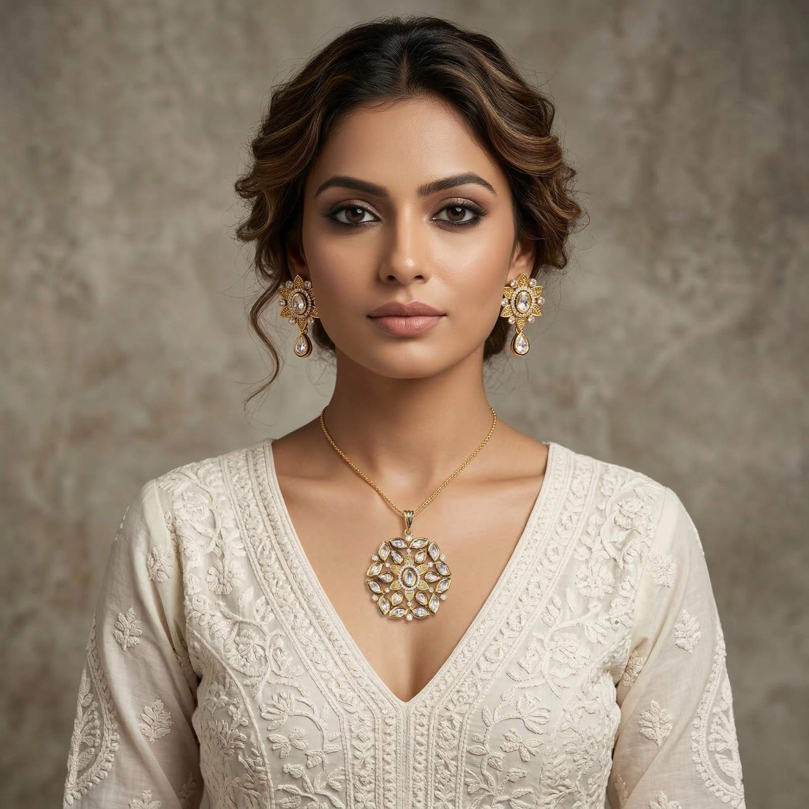 Polki Phool with white dress