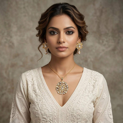 Polki Phool with white dress