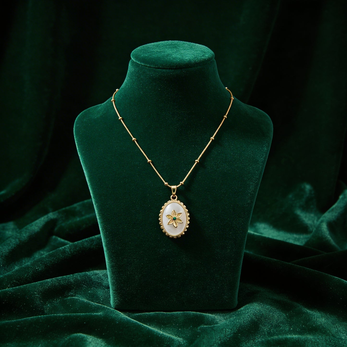 Floral Blush with green neckstand