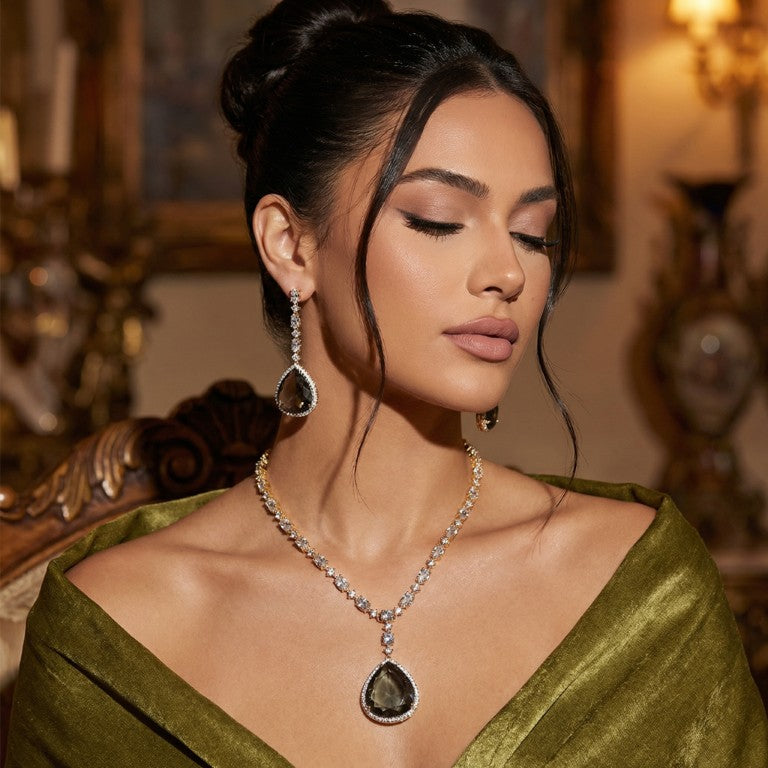 Smoky Charm with green dress