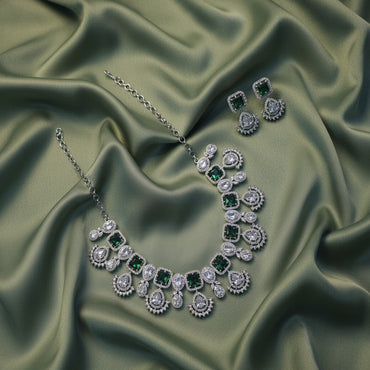Mystic Green with green dress